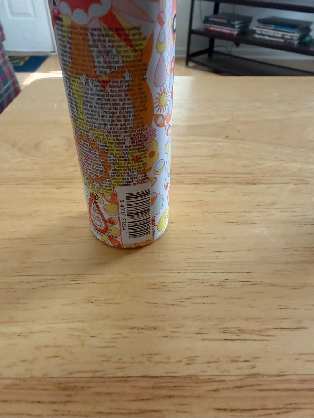 amika Floral Print Hairspray Can — White with Pink and Orange Accents